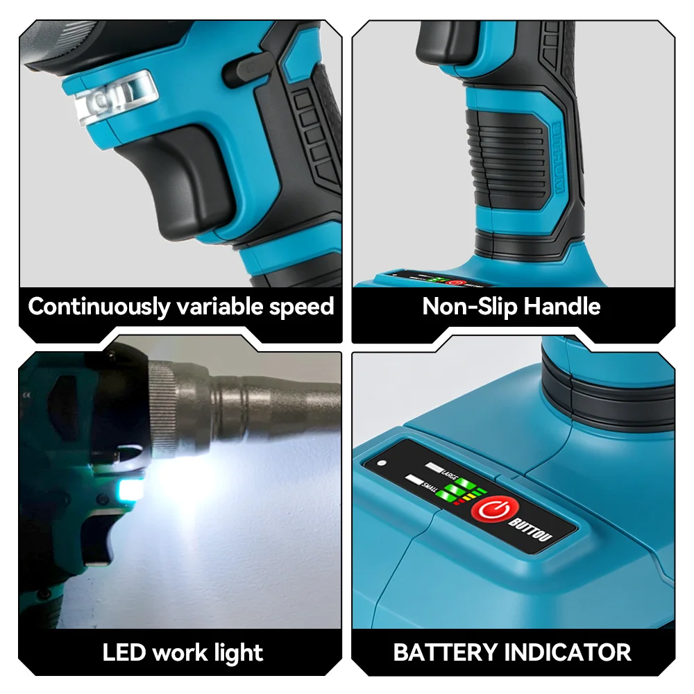 ONEVAN 20000N/25000N Brushless Electric Rivet Gun 2.4~5.0mm Cordless Rivet Nut Gun Drill Power Tool For Makita 18V Battery Pin
