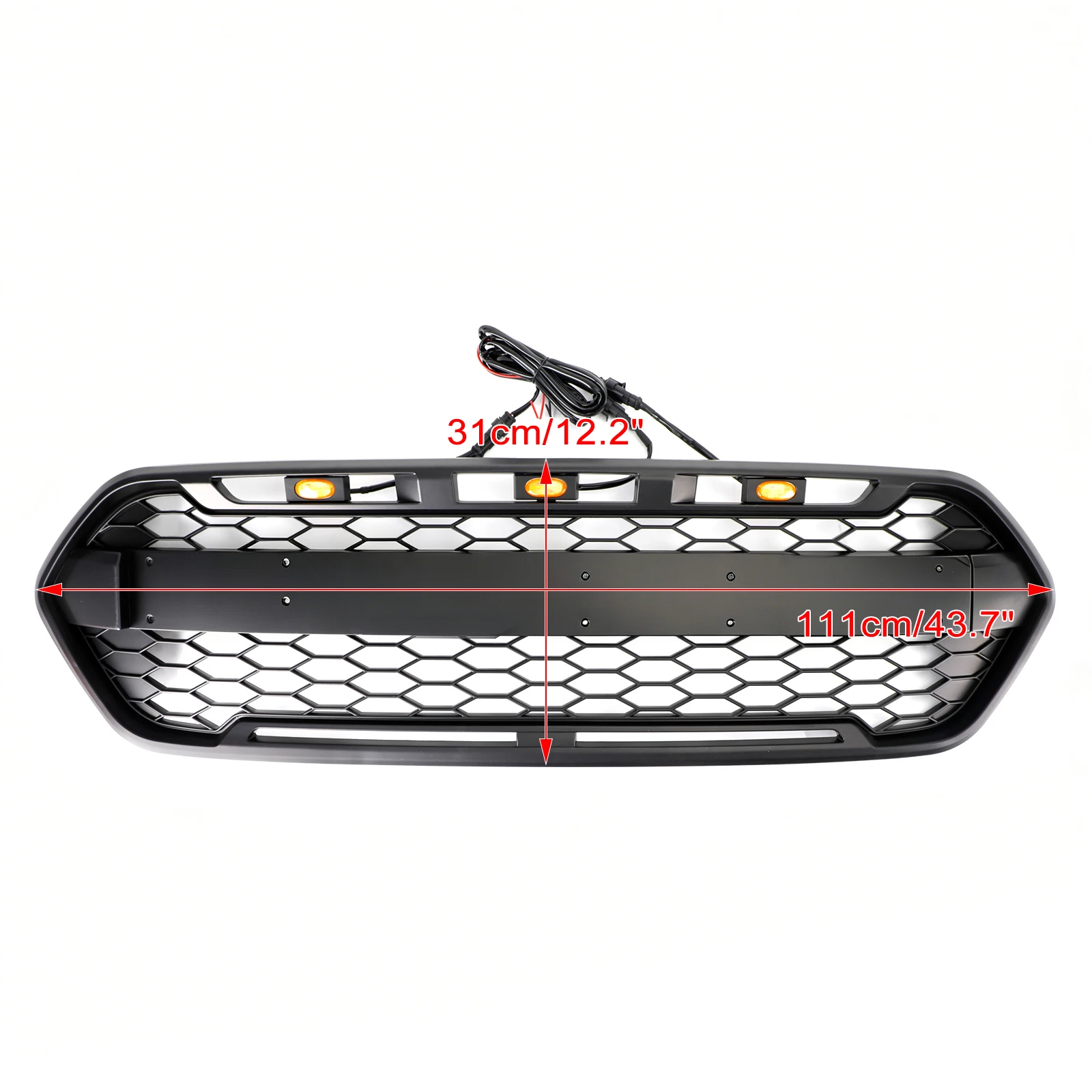 Artudatech Matte Black Front Bumper Grille Raptor Style For Ford Transit Custom Trail W/ 3LED 2018-2023
