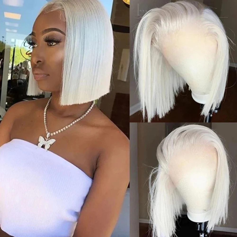 Charisma Synthetic Short Wigs For Women Lace Front Wig Bob Style Cut Natural Straight Hair Blonde Green Blue Hair Wigs Cosplay