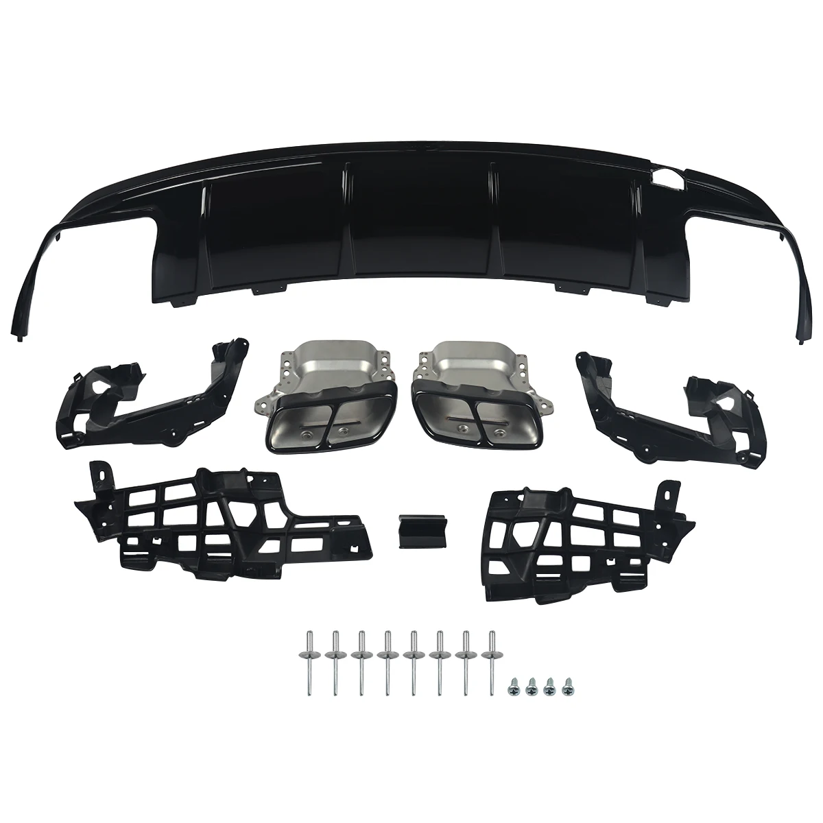 For Mercedes Benz W117 CLA200 CLA250 CLA45 AMG 2013-2019 Rear Bumper Diffuser Lip +Tailpipes