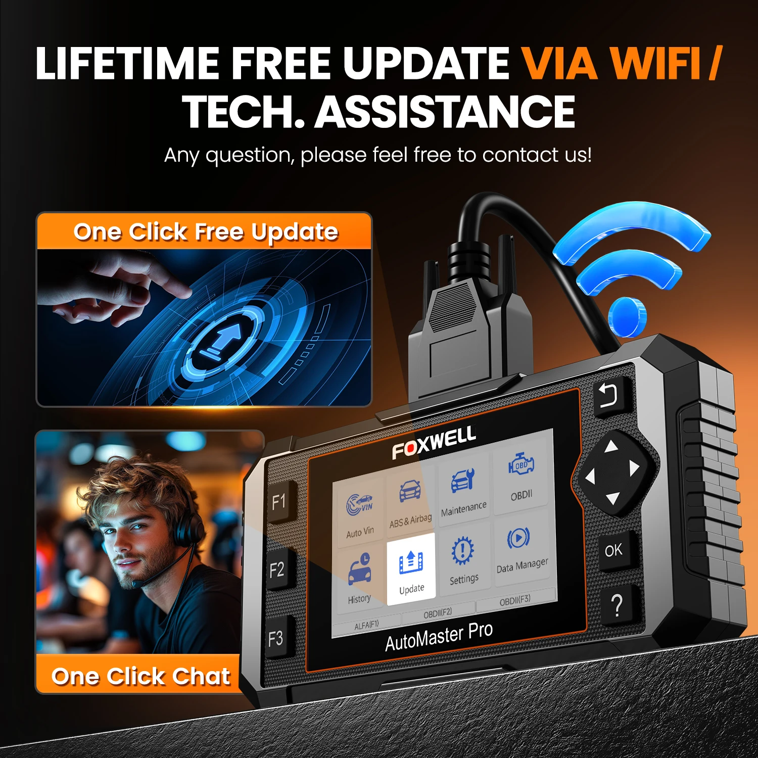 FOXWELL NT650 Pro OBDII Car Automotive Scanner Code Reader ABS SRS Bidirectional Car OBD2 Scanner 25 Maintenance Diagnostic Tool