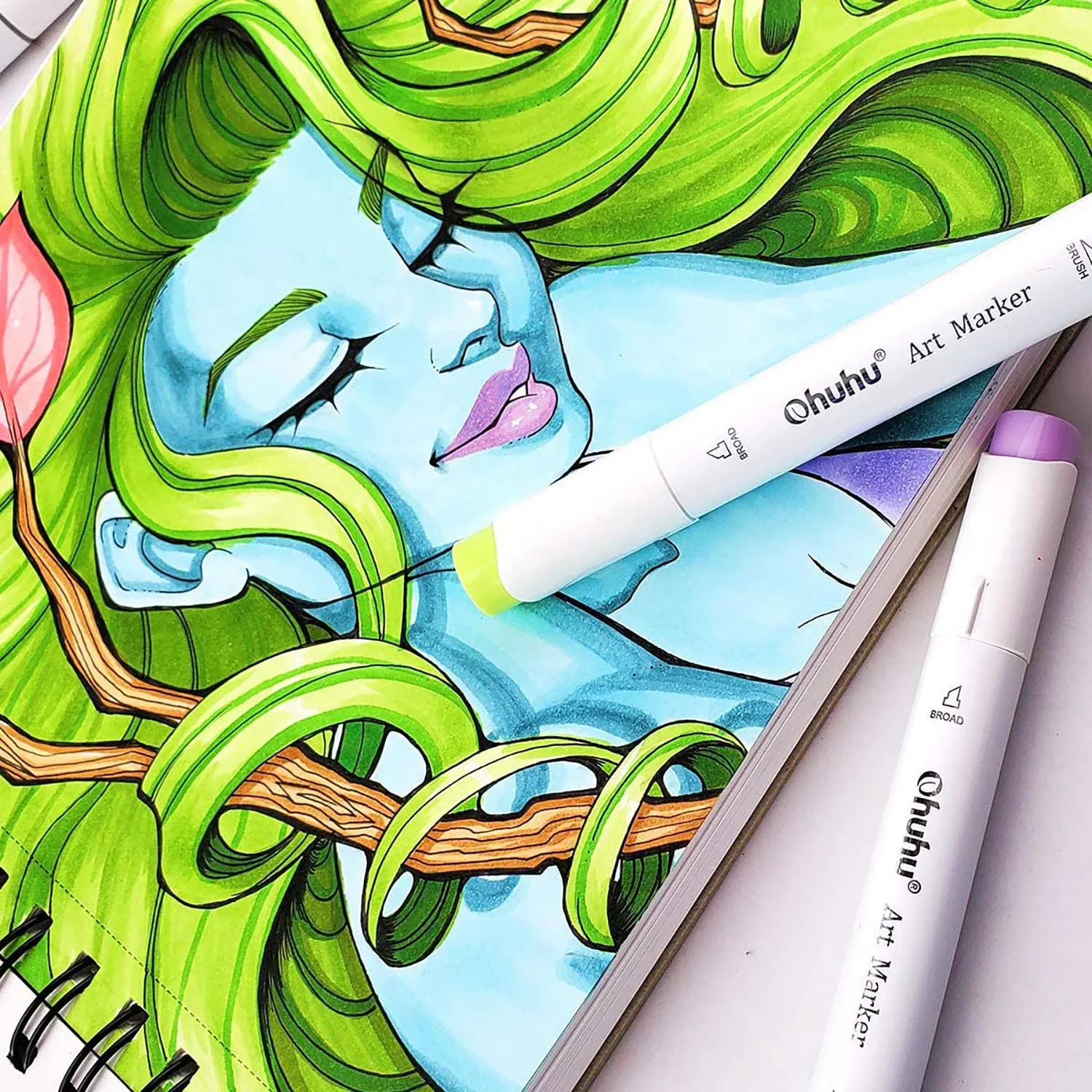 Ohuhu Spiral Bound Marker Pad for Alcohol Markers Art Sketchbook Watercolor Paper Pad Drawing Notebook for Markers School Gift