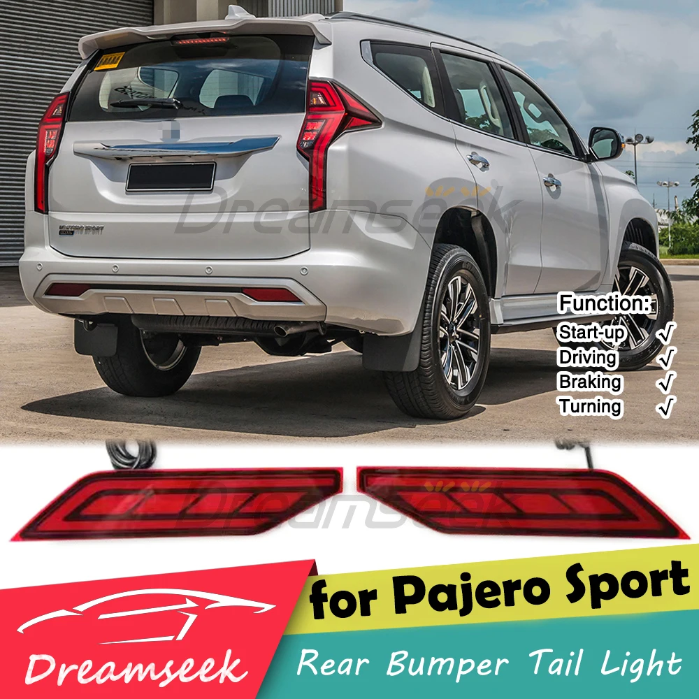 LED Rear Bumper Tail Light for Mitsubishi Pajero Sport / Montero Sport 2020-2024 Brake Lamp with Dynamic Sequential Turn Signal