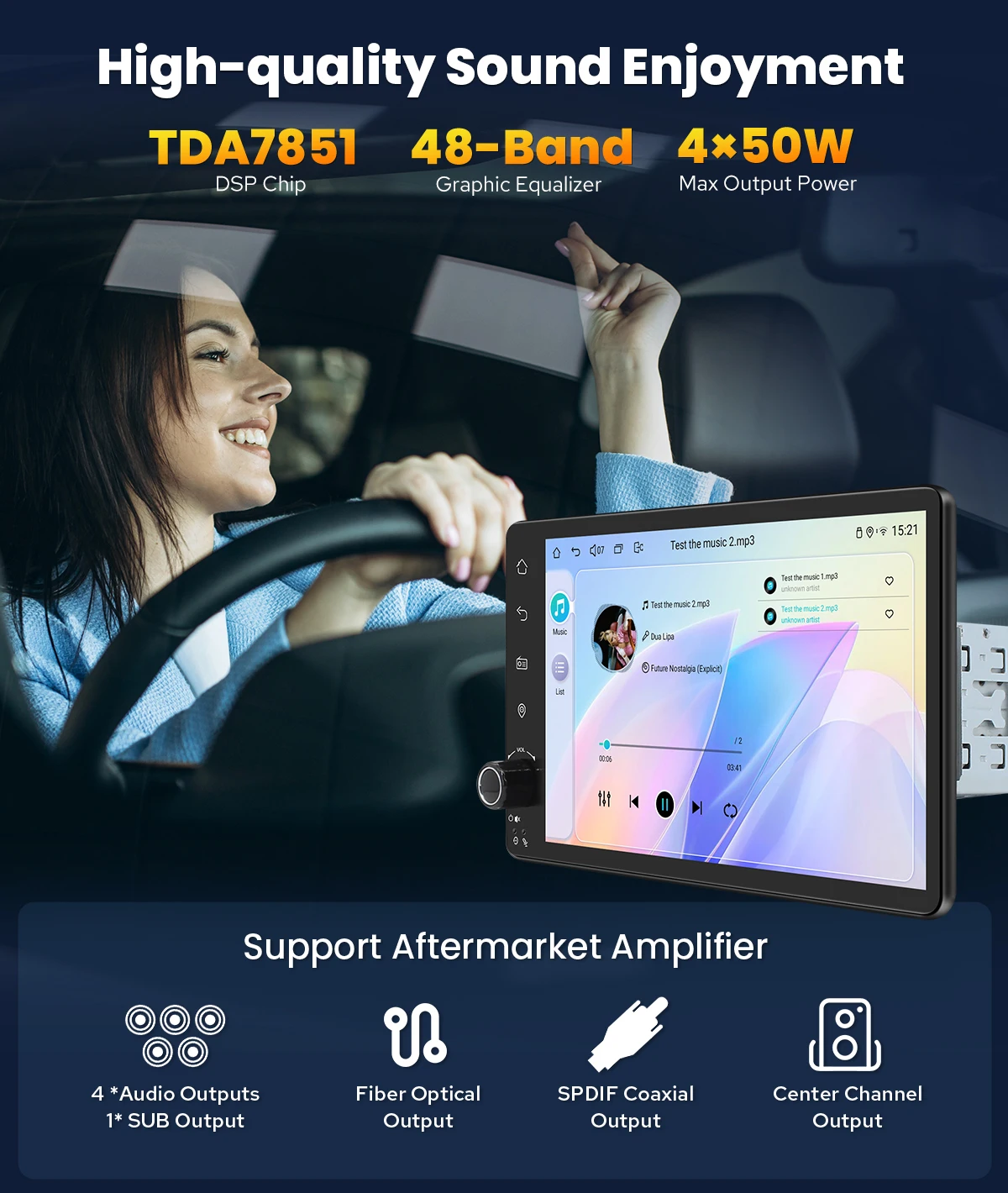 JOYING 7 inch 1280*800 Car Radio Stereo Universal Head Unit Multimedia Player With Carplay Android Auto Wireless