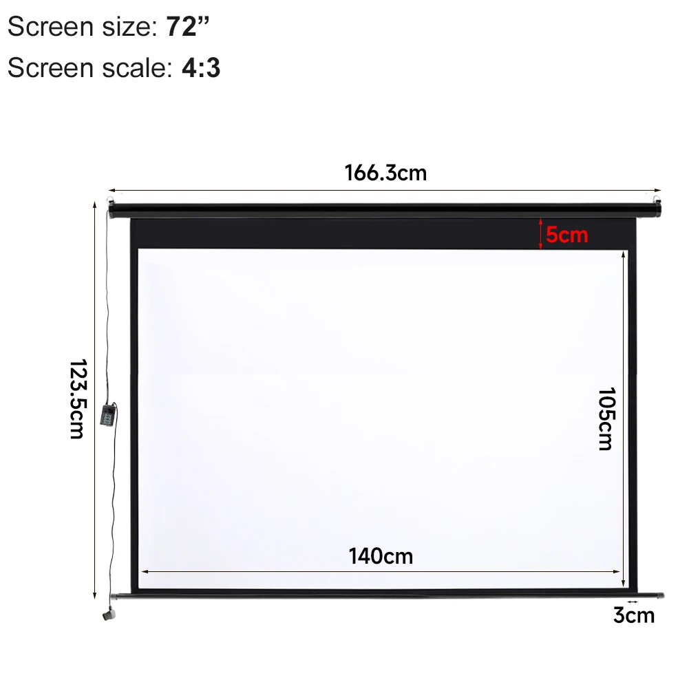 Voltsify 72 Inch HD Electric Pull Down Projector Screen