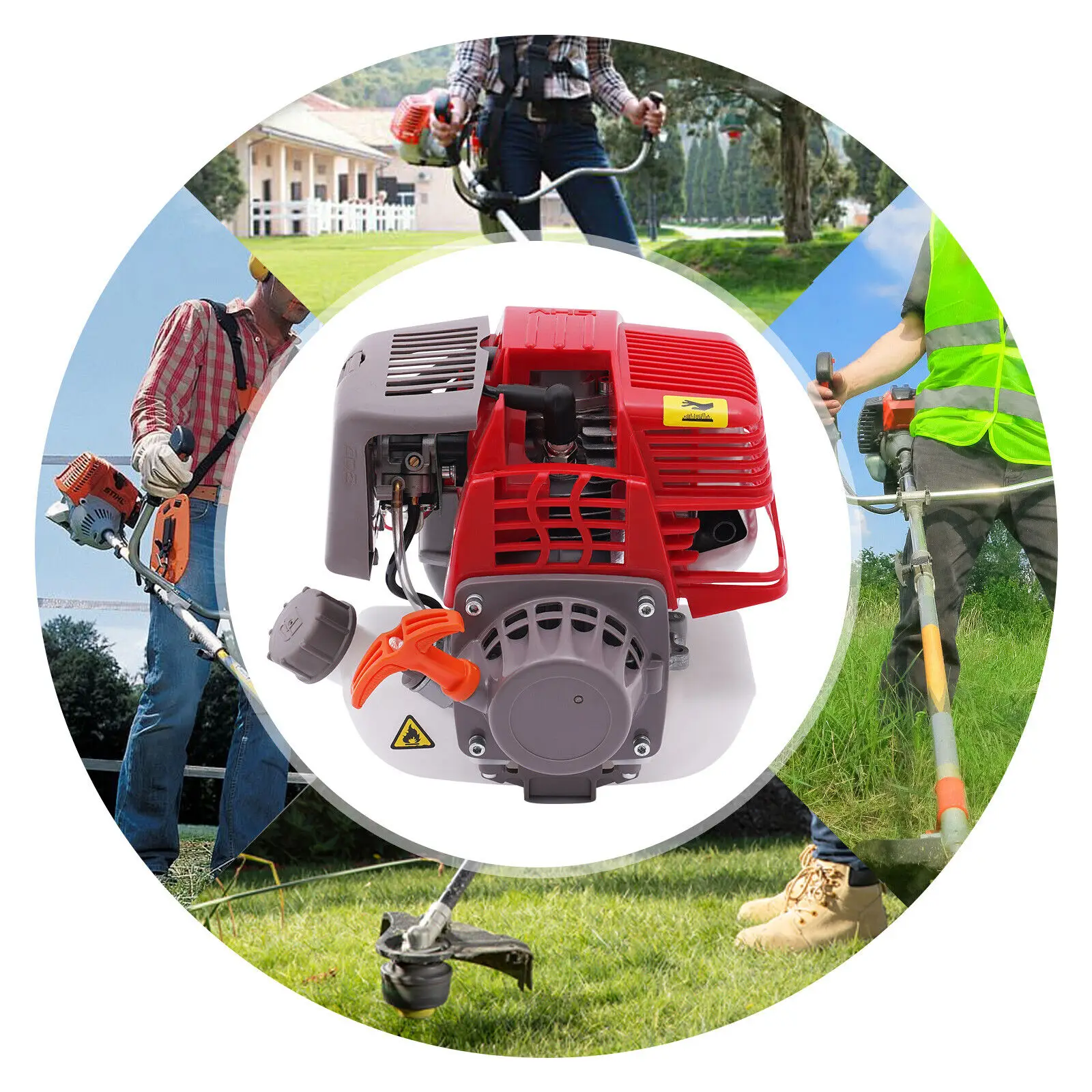 4-Stroke Gasoline Engine Pull Start Gasoline Engine Single Cylinder Red 4-Stroke Engine