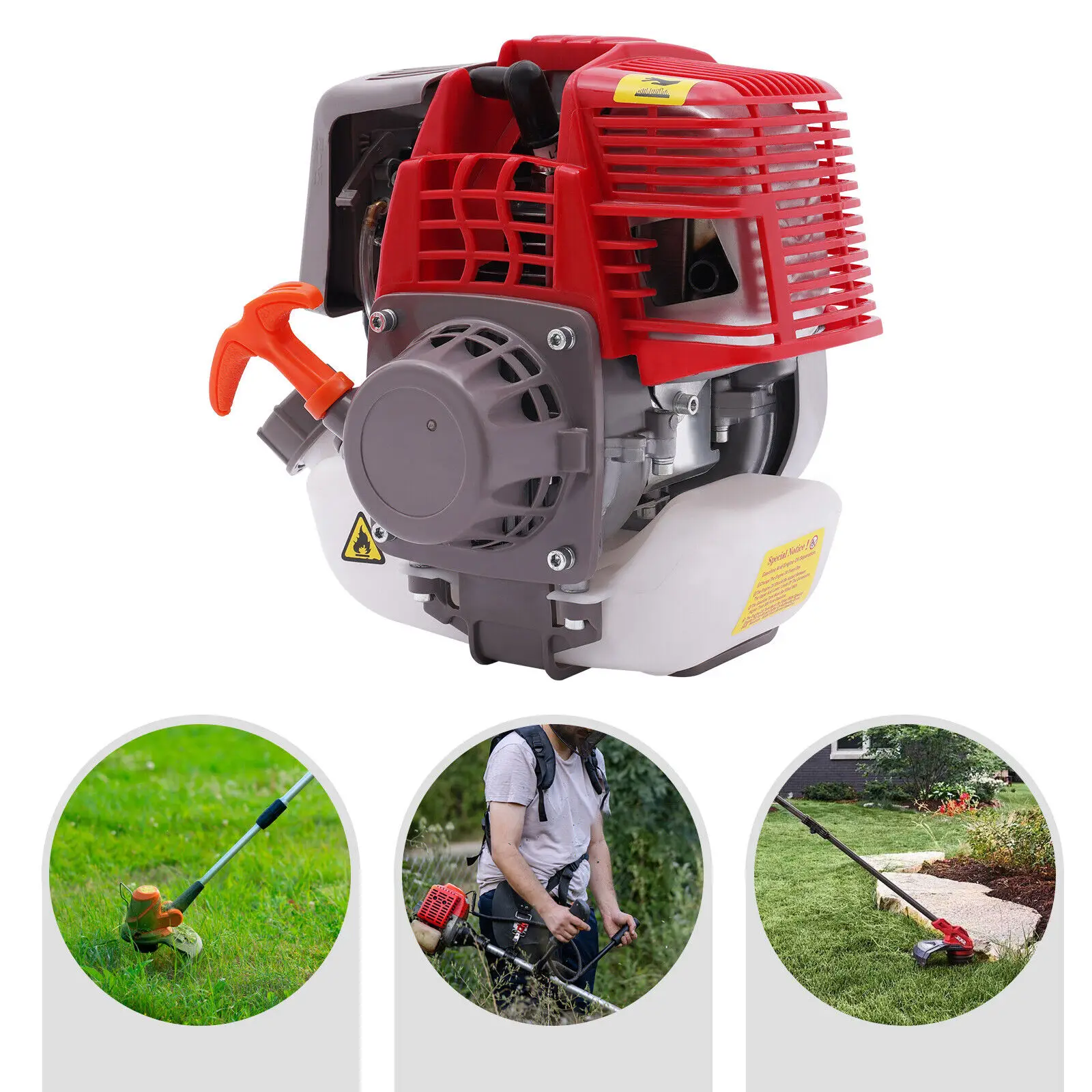 4-Stroke Gasoline Engine Pull Start Gasoline Engine Single Cylinder Red 4-Stroke Engine