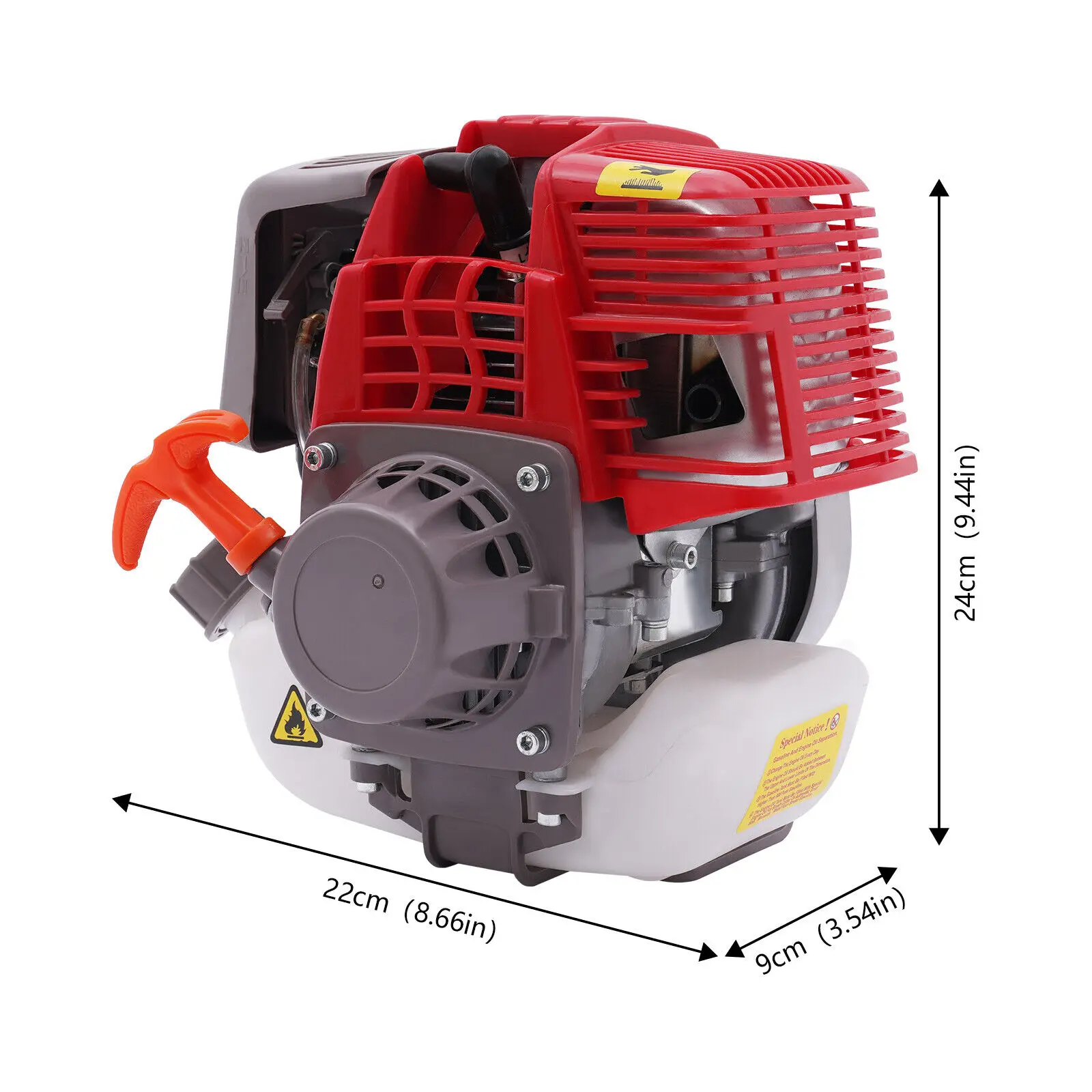 4-Stroke Gasoline Engine Pull Start Gasoline Engine Single Cylinder Red 4-Stroke Engine