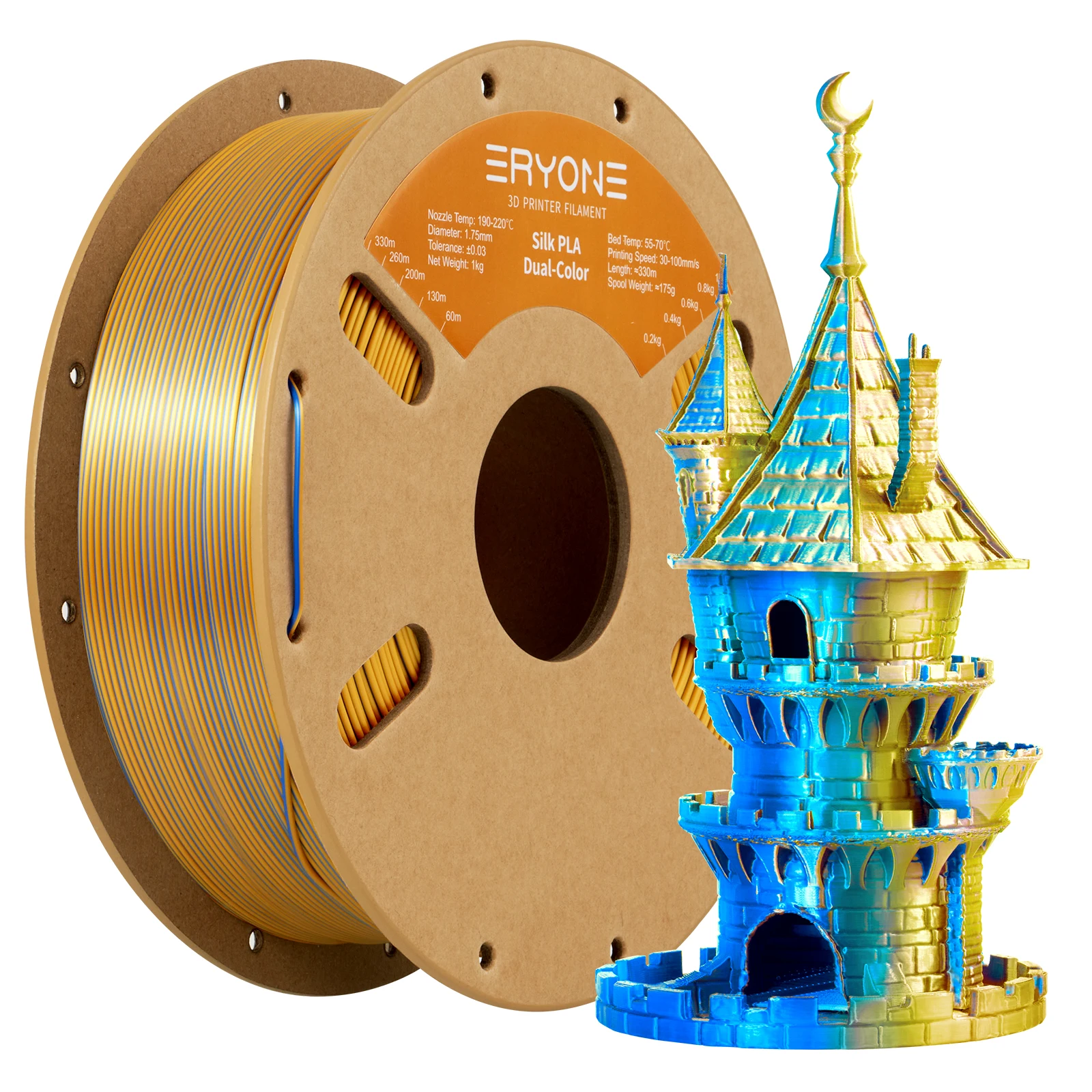 ERYONE Promotion New Dual Color Filament Matte Silk PLA For FDM 3D Printer Color Changing 1.75mm ±0.03 Fast Delivery