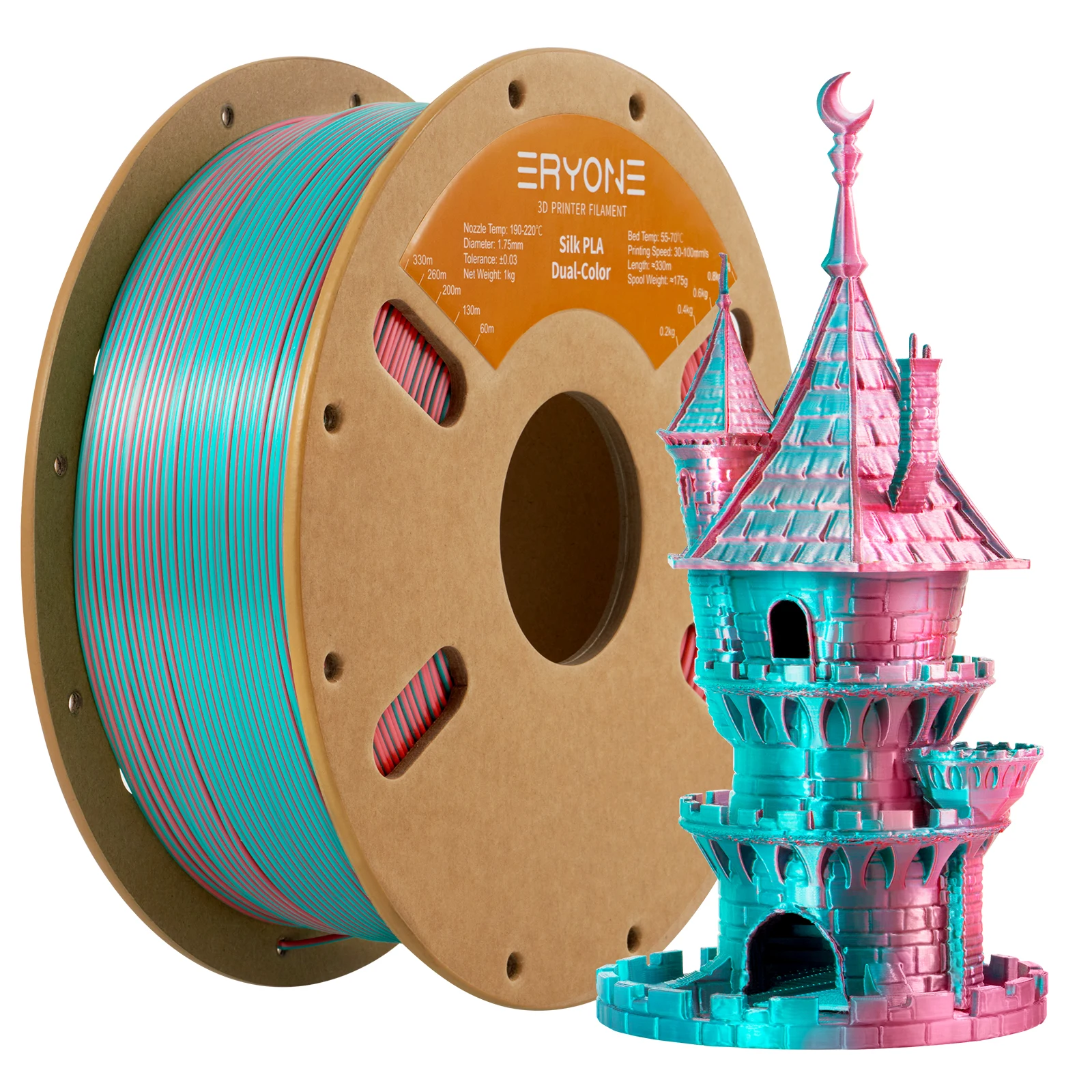 ERYONE Promotion New Dual Color Filament Matte Silk PLA For FDM 3D Printer Color Changing 1.75mm ±0.03 Fast Delivery