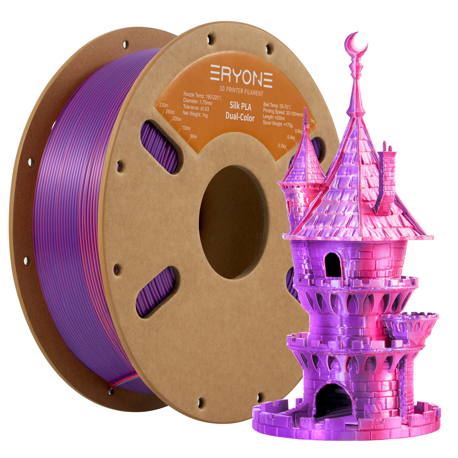 ERYONE Promotion New Dual Color Filament Matte Silk PLA For FDM 3D Printer Color Changing 1.75mm ±0.03 Fast Delivery