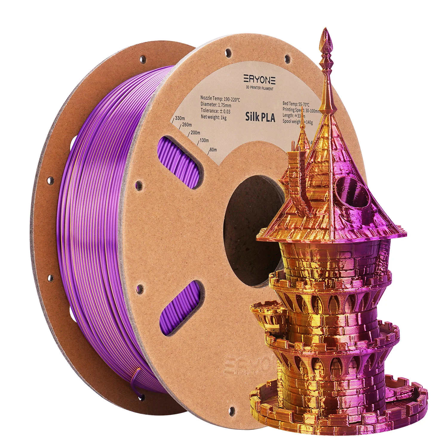 ERYONE Promotion New Dual Color Filament Matte Silk PLA For FDM 3D Printer Color Changing 1.75mm ±0.03 Fast Delivery