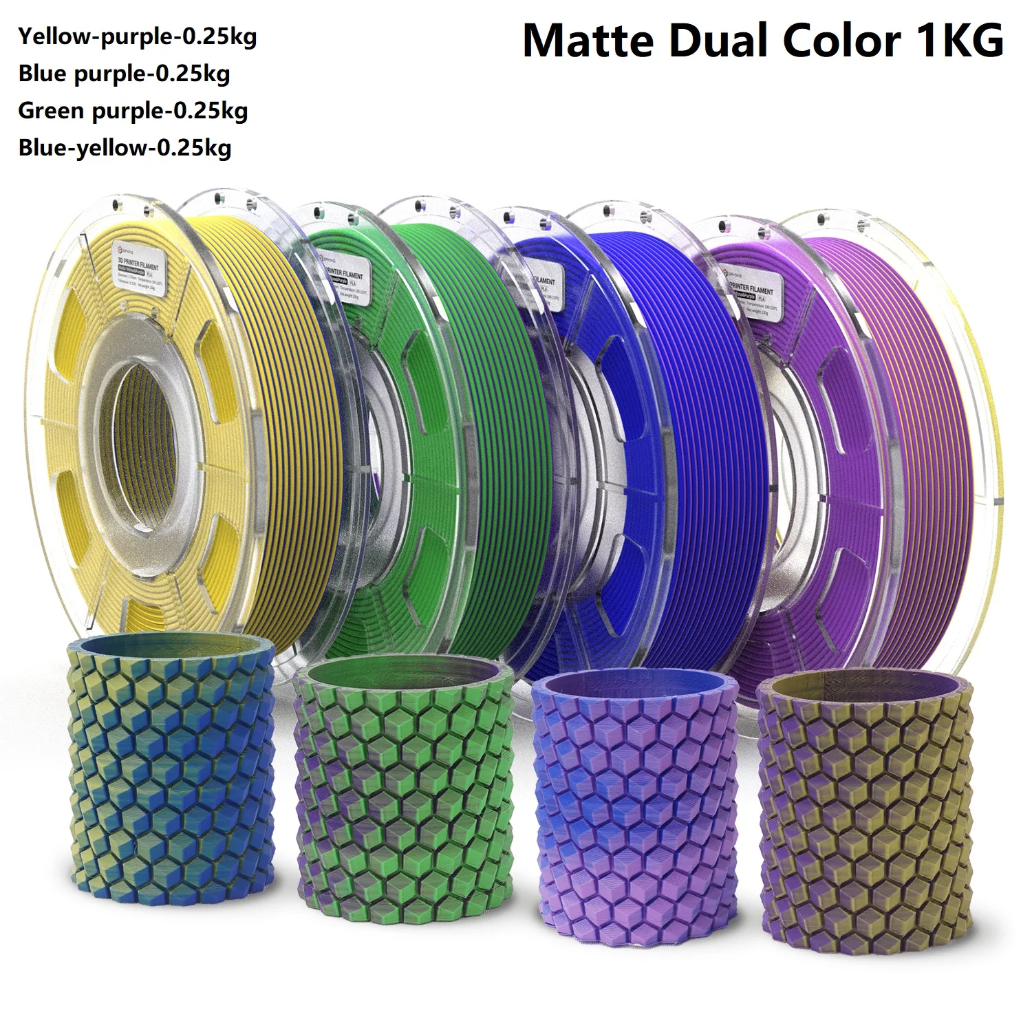 ERYONE Promotion New Dual Color Filament Matte Silk PLA For FDM 3D Printer Color Changing 1.75mm ±0.03 Fast Delivery