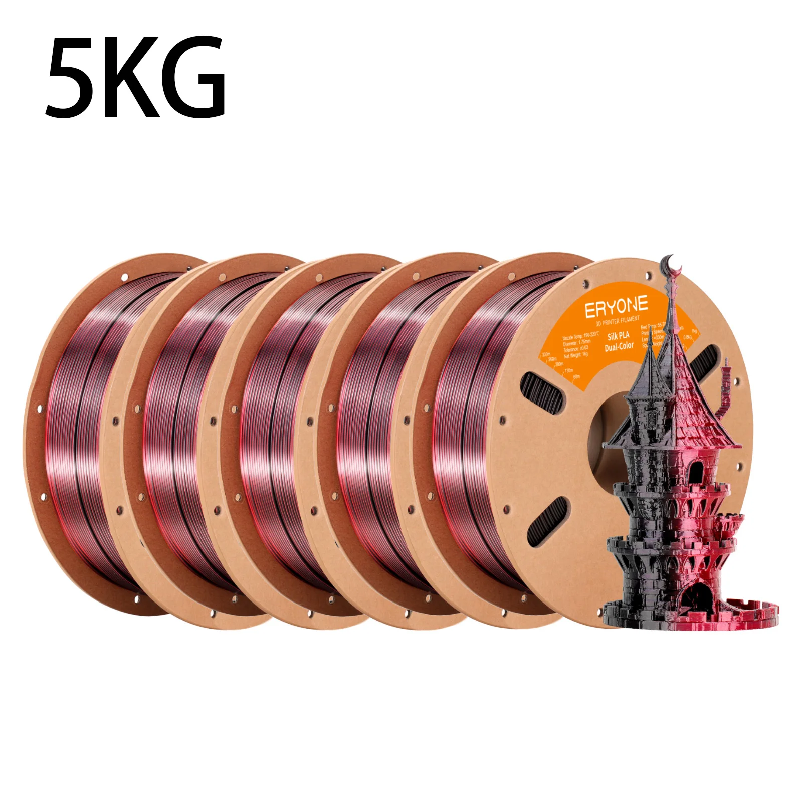 ERYONE Promotion New Dual Color Filament Matte Silk PLA For FDM 3D Printer Color Changing 1.75mm ±0.03 Fast Delivery
