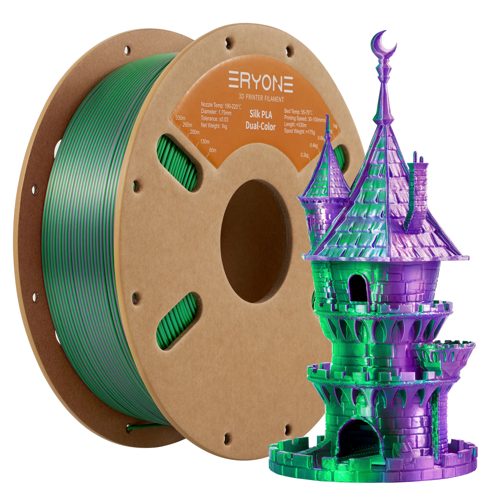 ERYONE Promotion New Dual Color Filament Matte Silk PLA For FDM 3D Printer Color Changing 1.75mm ±0.03 Fast Delivery