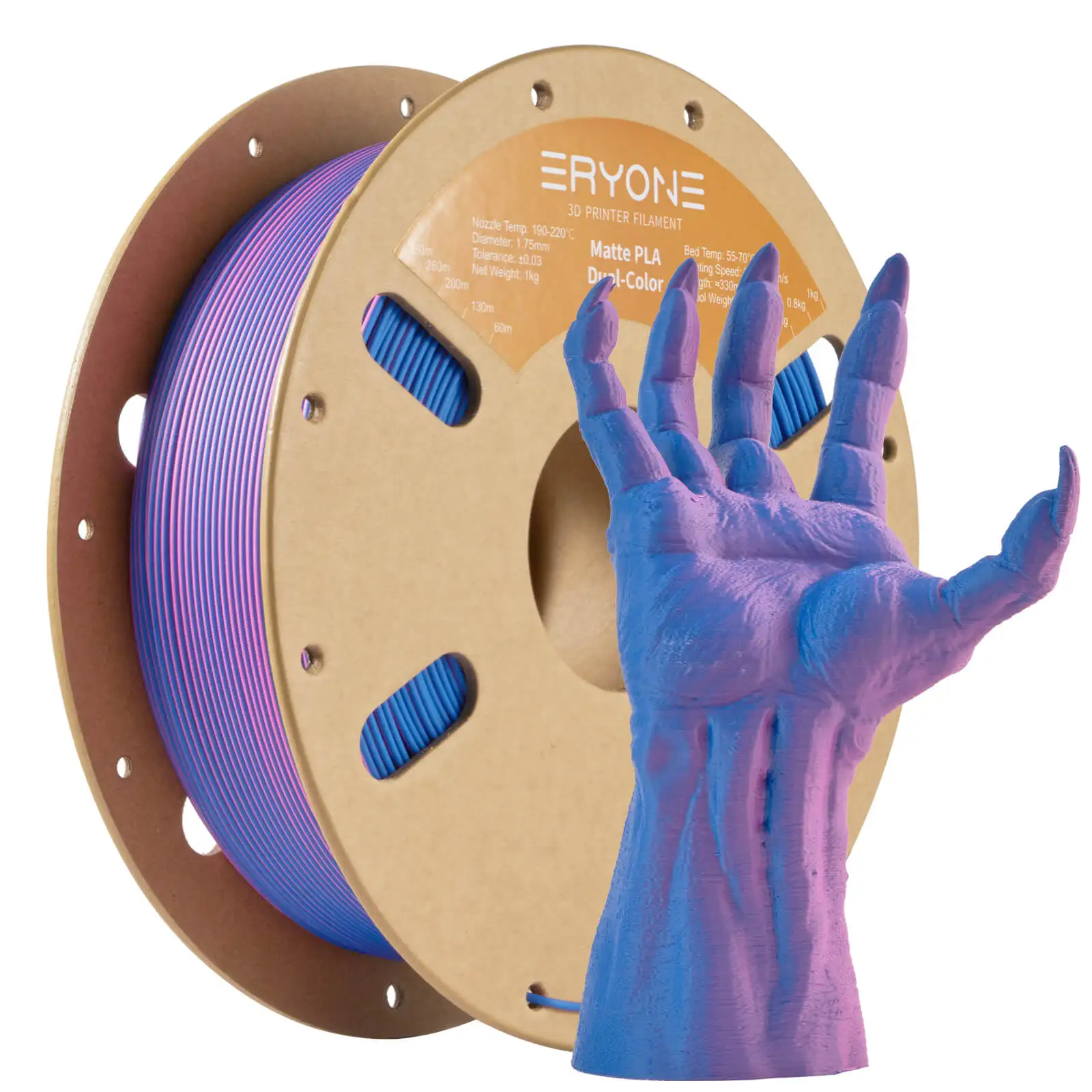 ERYONE Promotion New Dual Color Filament Matte Silk PLA For FDM 3D Printer Color Changing 1.75mm ±0.03 Fast Delivery