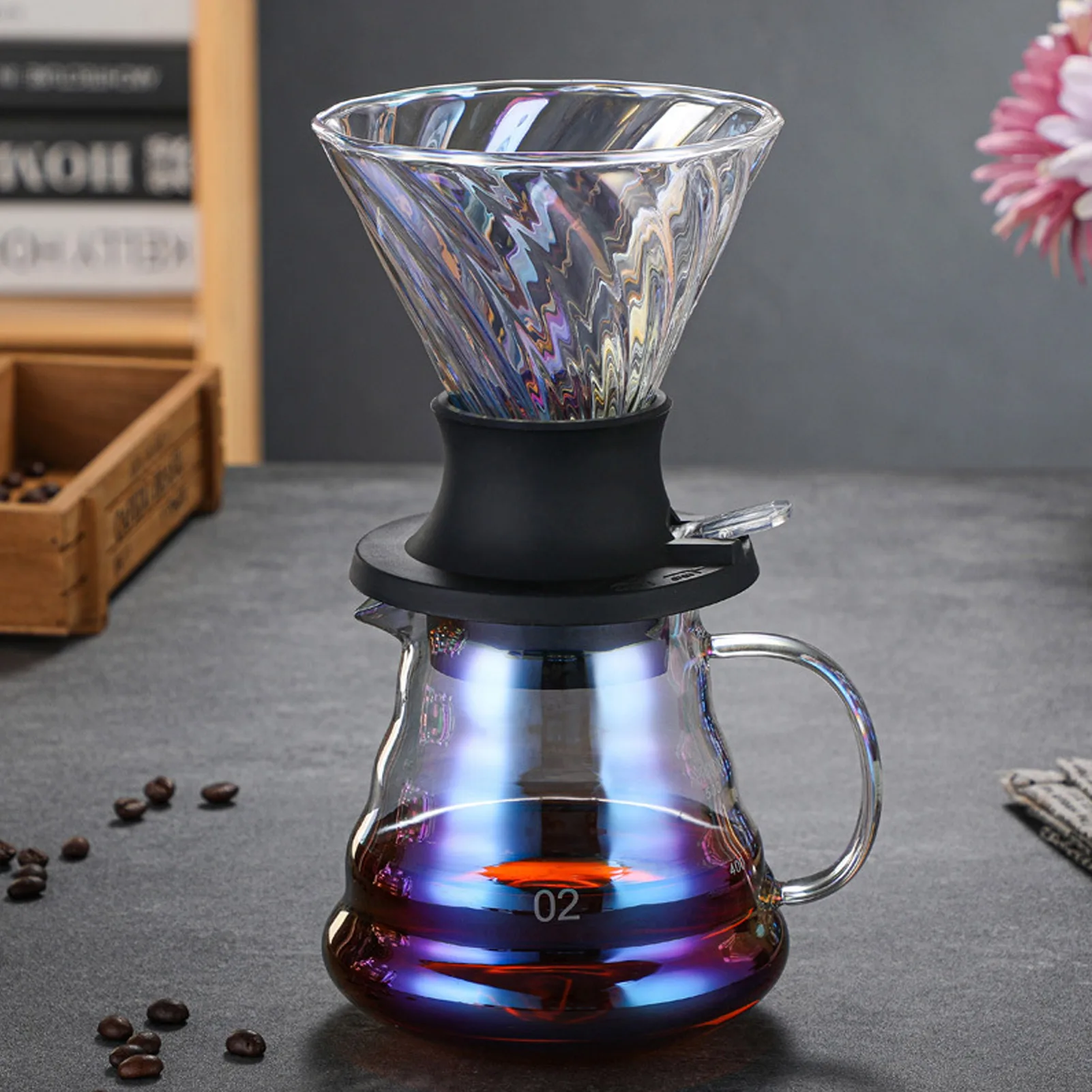 300/500/700ml Glass Coffee Kettle Drip Kettle Coffee Pot Colorful Glass Coffee Kettle Cloud Shaped Coffee Server Teapot