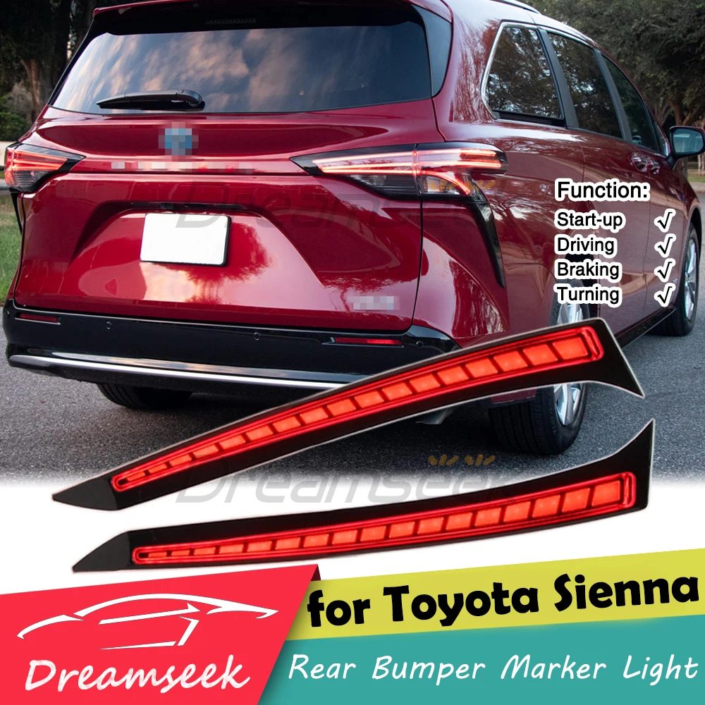 Red Lens LED Tail Light For Toyota Sienna XL40 2021+ Rear Bumper Brake Driving Turn Signal Side Marker Tail Lamp Car Accessories