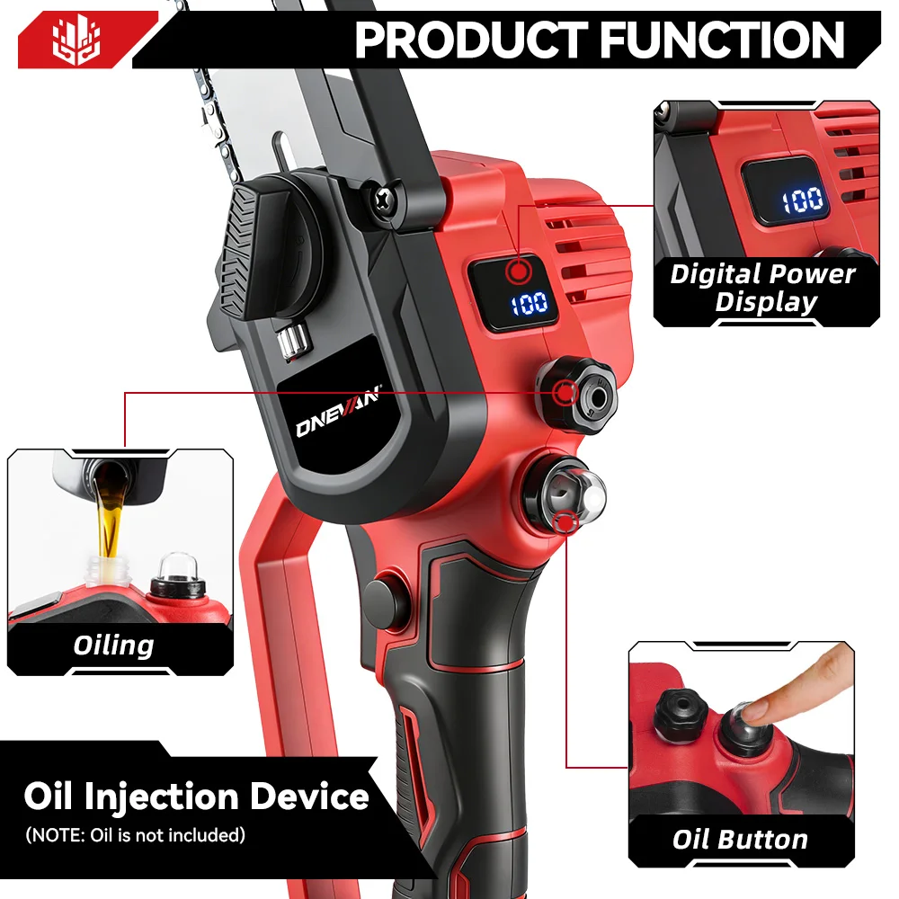ONEVAN 8 Inch Brushless Electric Chainsaw Cordless Portable Electric Saw Woodworking Power Tool For Makita 18V Battery Pin
