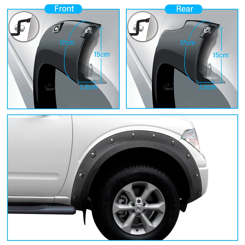 Pocket Style Fender Flares For Nissan Navara D40 2006 2007 2008 2009 2010 2011 2012 2013 2014 Wheel Arch 4X4 Car Accessories