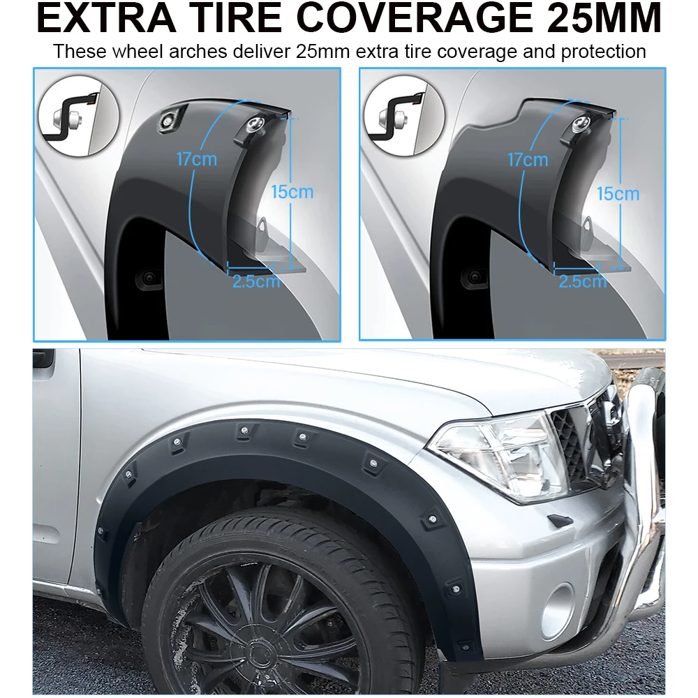 Pocket Style Fender Flares For Nissan Navara D40 2006 2007 2008 2009 2010 2011 2012 2013 2014 Wheel Arch 4X4 Car Accessories