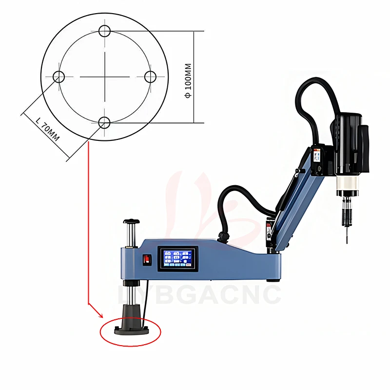 M6-M24-M36 CNC Electric Tapping Machine Servo Motor Electric Tapper Drilling With Chucks Easy Arm Power Tool Threading Machine