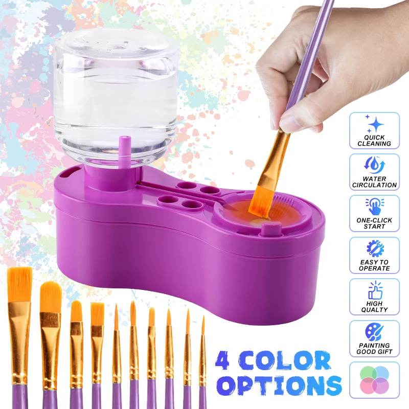 Paint Brush Cleaner Painting Supplies With Drainage And Brush Holder Tool For Acrylic Watercolor Water-Based Coating Kid Gift