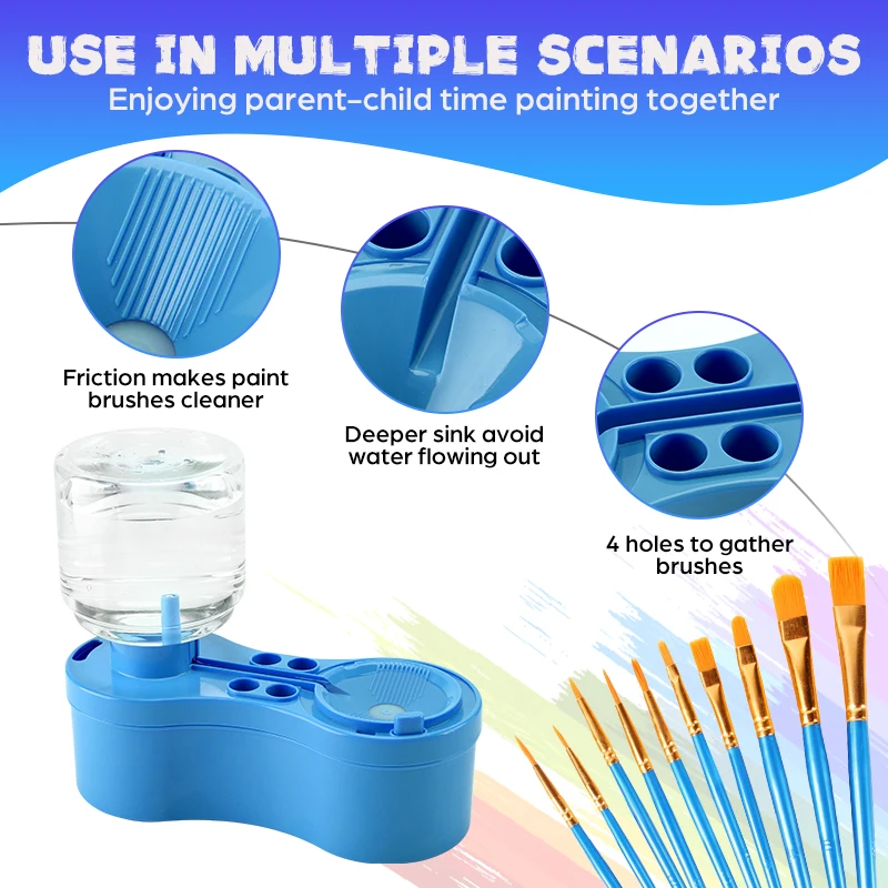 Paint Brush Cleaner Painting Supplies With Drainage And Brush Holder Tool For Acrylic Watercolor Water-Based Coating Kid Gift