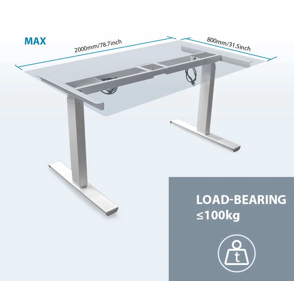 【EU Stock】RATTM MOTOR Two Foot Dual Motor Electric Height Adjustable Lifting Table Sit/Standing Desk Frame White/Black