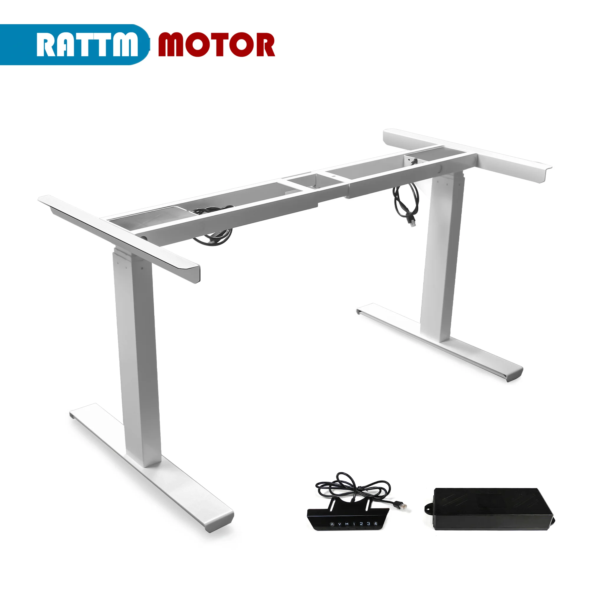 【EU Stock】RATTM MOTOR Two Foot Dual Motor Electric Height Adjustable Lifting Table Sit/Standing Desk Frame White/Black