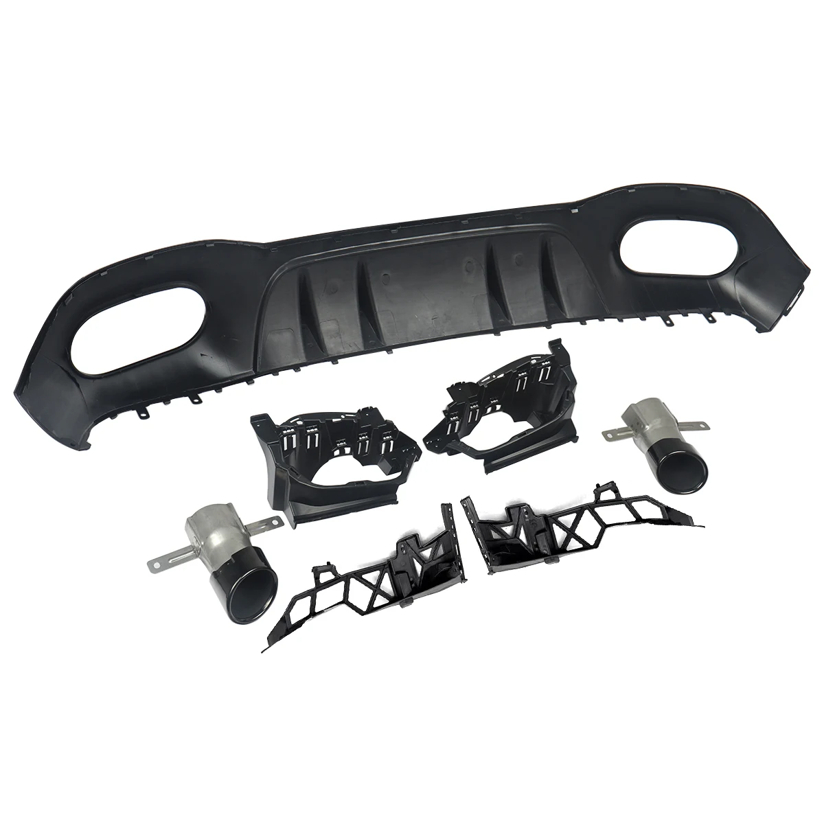 MagicKit For Mercedes A-Class W177 AMG A35 Style Rear Diffuser Gloss Black +Tailpipes 19+