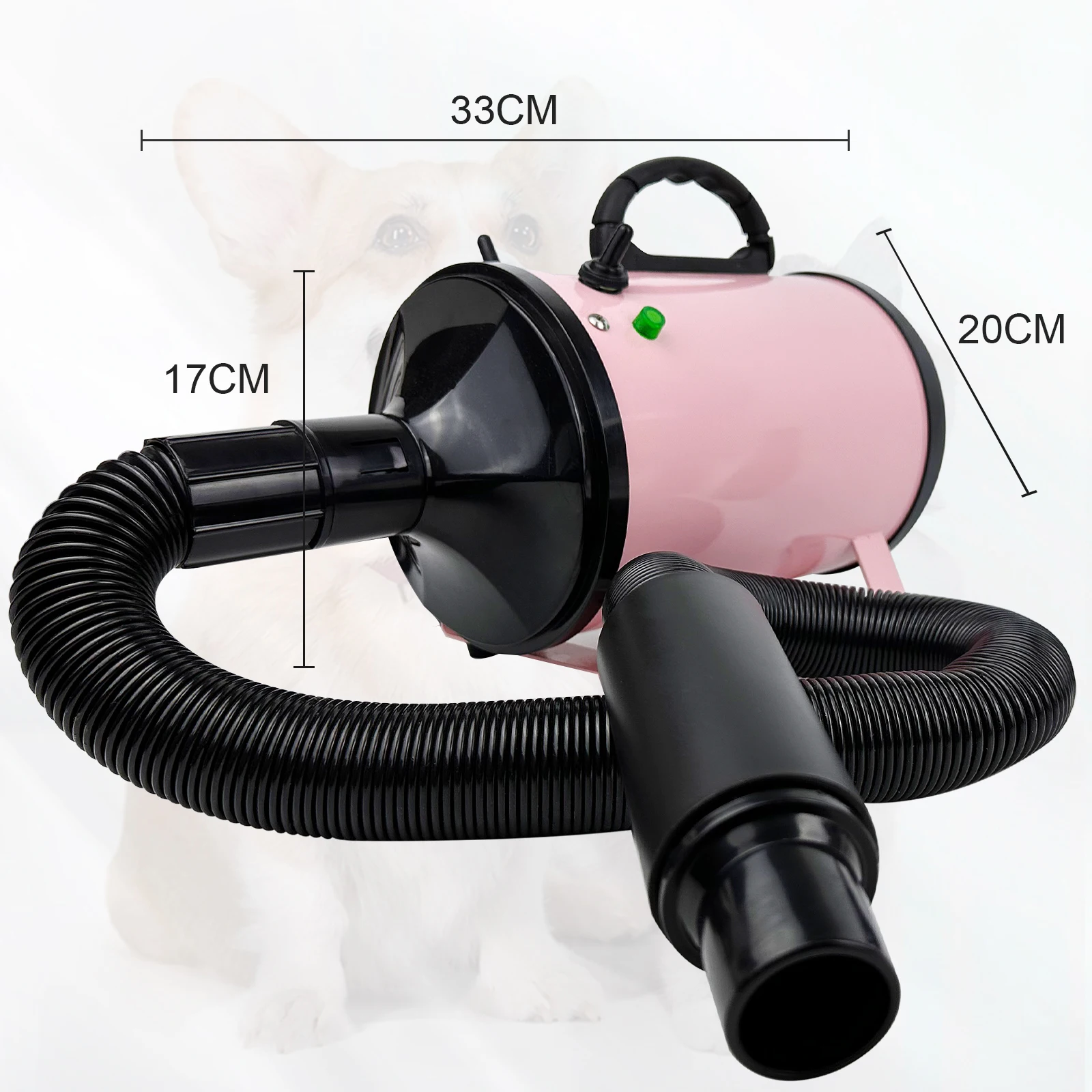 Dog Hair Dryer Professional 2800W Low Noise with 3 Nozzles & Extendable Hose Animal Fur Heater Hairdryer Grooming Blaster