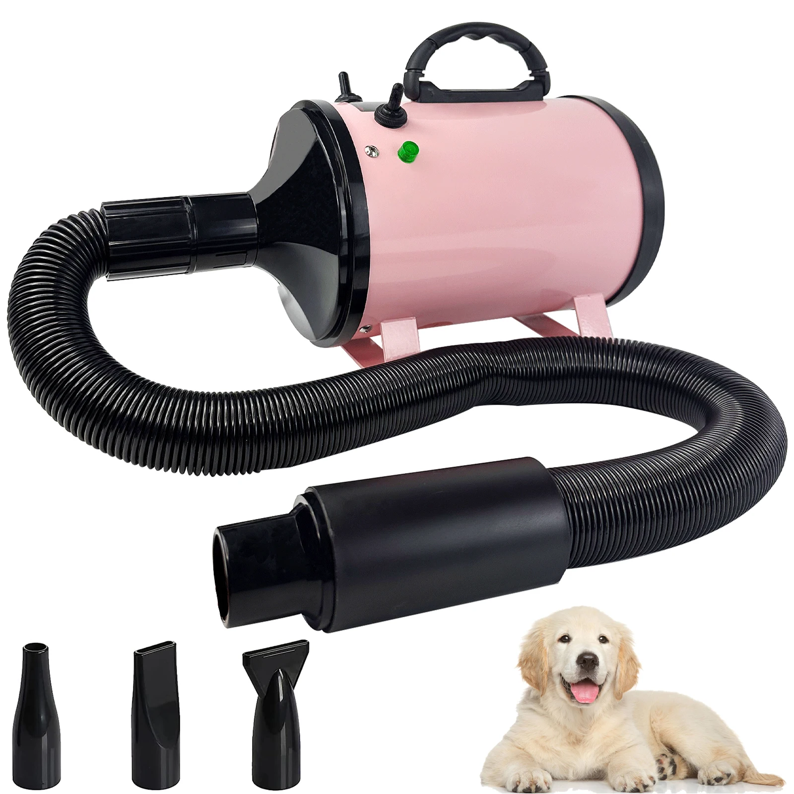 Dog Hair Dryer Professional 2800W Low Noise with 3 Nozzles & Extendable Hose Animal Fur Heater Hairdryer Grooming Blaster