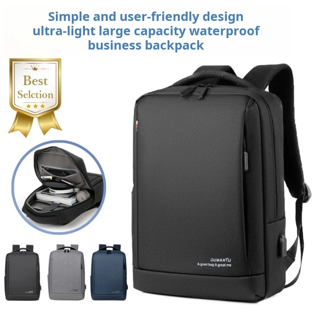 Business Backpack Men's Fashion Large Capacity Waterproof Thin 50 Years Old 40 Years Old A4 Lightweight Multifunctional Commuter