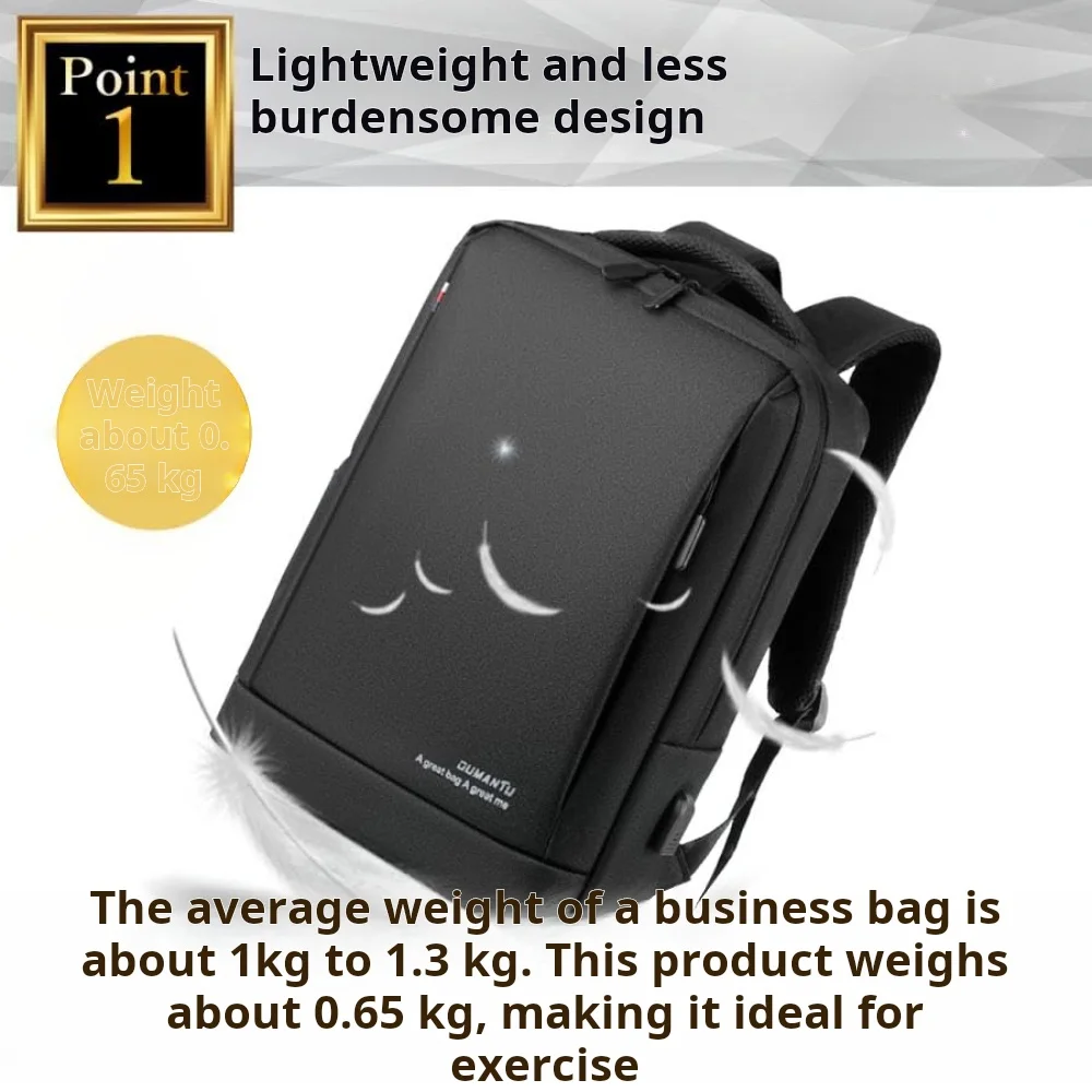 Business Backpack Men's Fashion Large Capacity Waterproof Thin 50 Years Old 40 Years Old A4 Lightweight Multifunctional Commuter