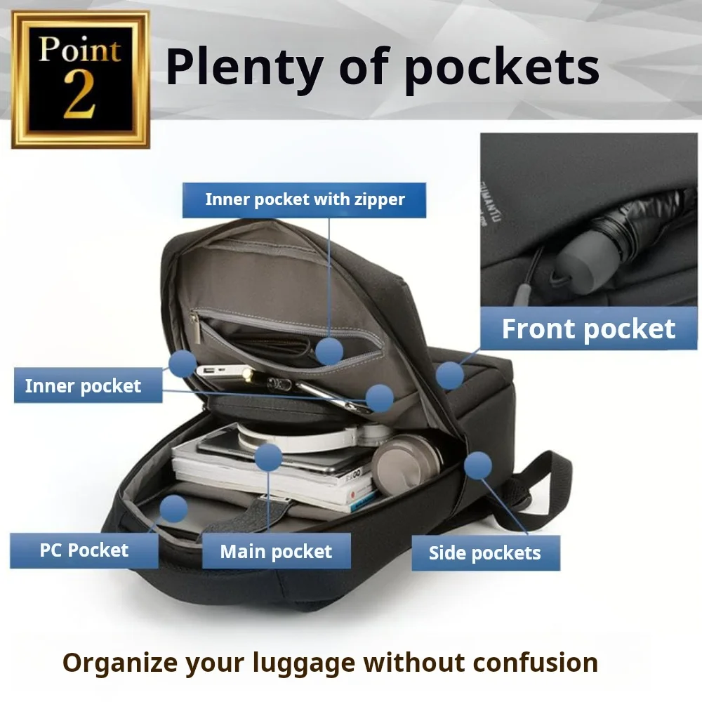 Business Backpack Men's Fashion Large Capacity Waterproof Thin 50 Years Old 40 Years Old A4 Lightweight Multifunctional Commuter
