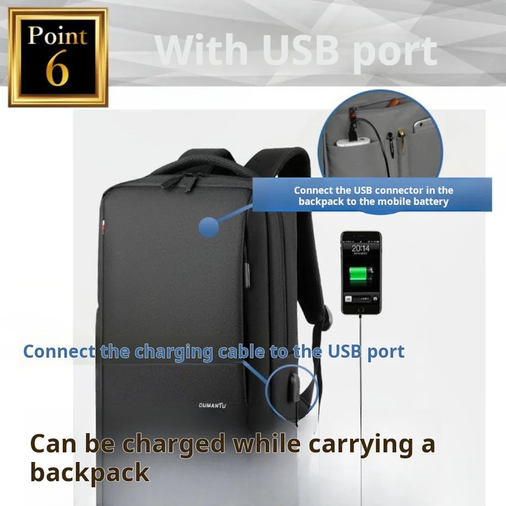 Business Backpack Men's Fashion Large Capacity Waterproof Thin 50 Years Old 40 Years Old A4 Lightweight Multifunctional Commuter