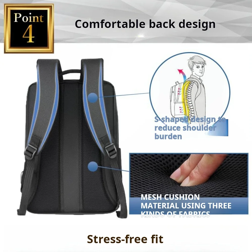 Business Backpack Men's Fashion Large Capacity Waterproof Thin 50 Years Old 40 Years Old A4 Lightweight Multifunctional Commuter