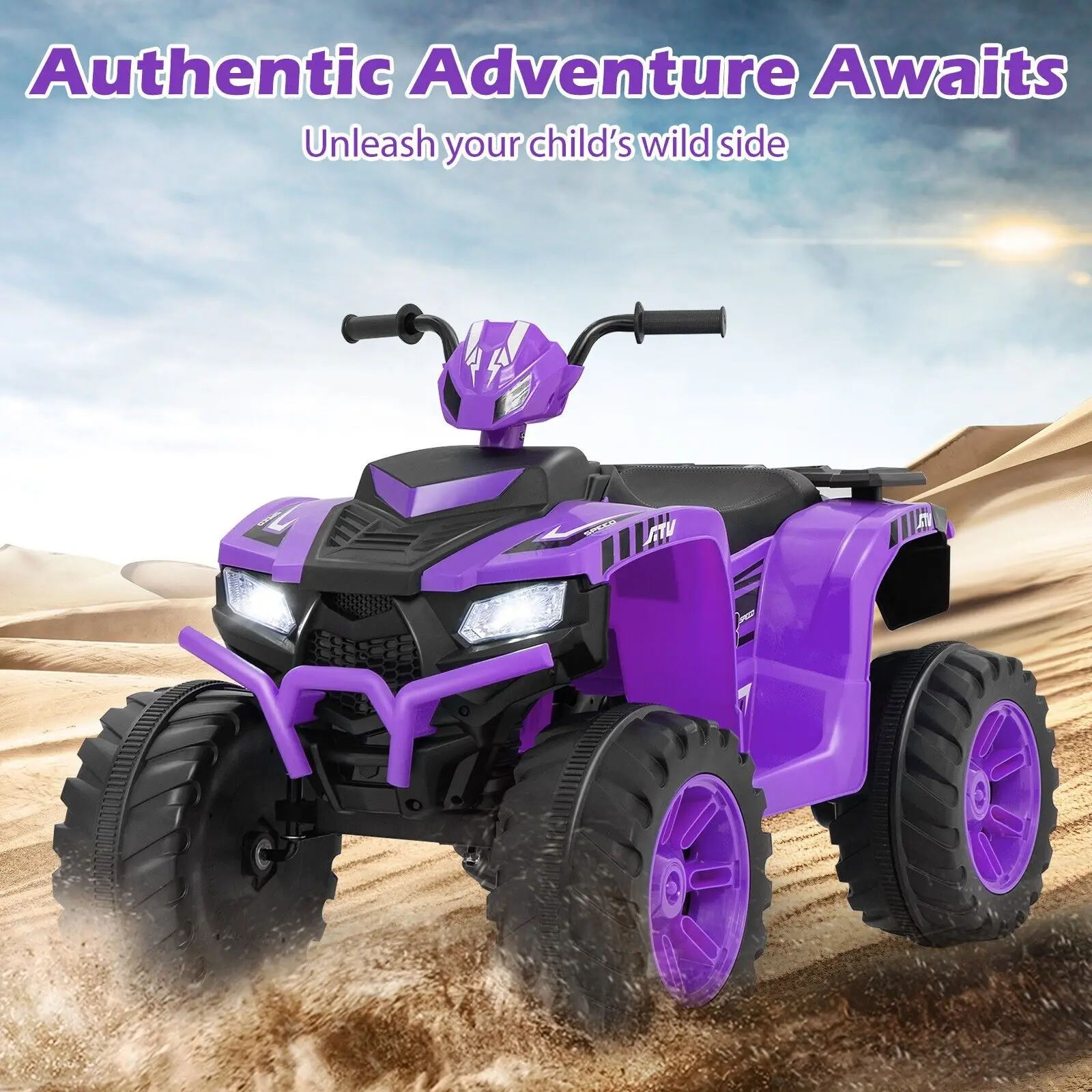 DORTALA 24V Kids Ride-On Electric ATV 4-Wheeler Quad Car w/Wireless Connection