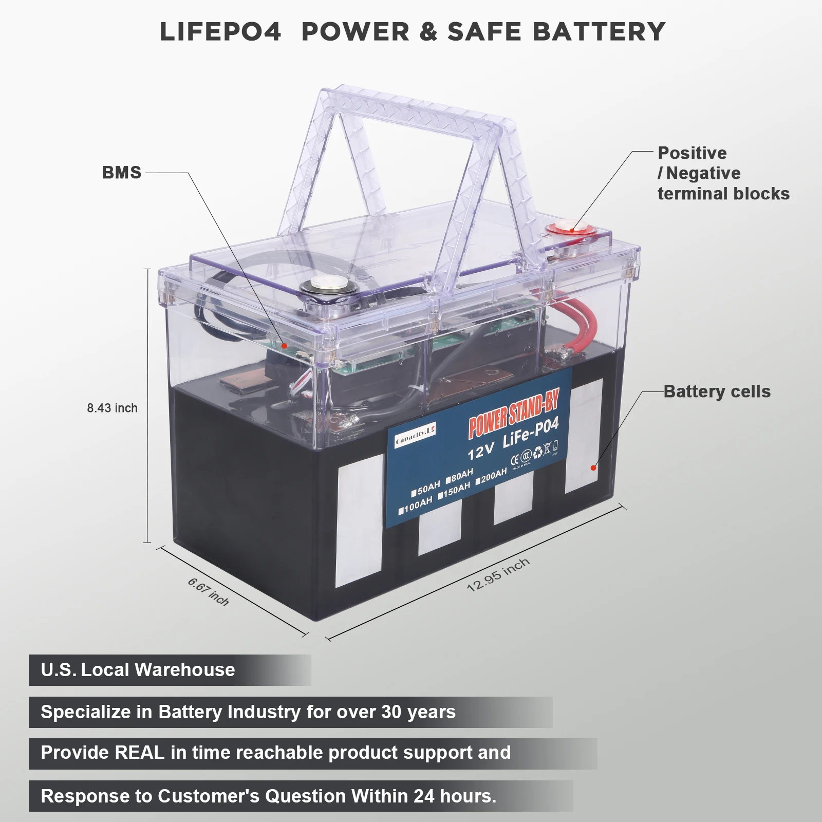 Lifepo4 Battery 12v 100ah 120Ah 200Ah 300Ah 6000+ Cycle Rechargeable Battery Built-in BMS Bluetooth for Solar RV  Fish Finder