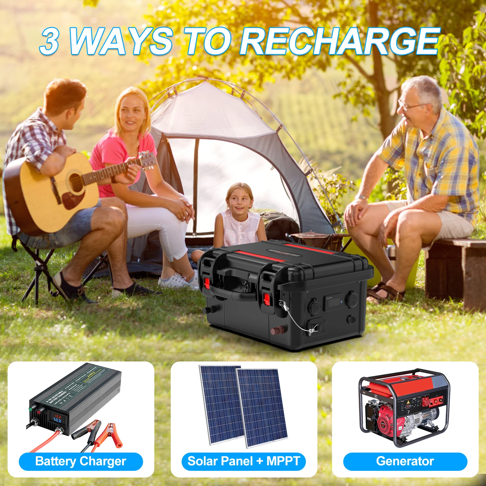Lifepo4 Battery 12v 100ah 120Ah 200Ah 300Ah 6000+ Cycle Rechargeable Battery Built-in BMS Bluetooth for Solar RV  Fish Finder