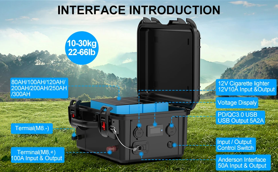 Lifepo4 Battery 12v 100ah 120Ah 200Ah 300Ah 6000+ Cycle Rechargeable Battery Built-in BMS Bluetooth for Solar RV  Fish Finder