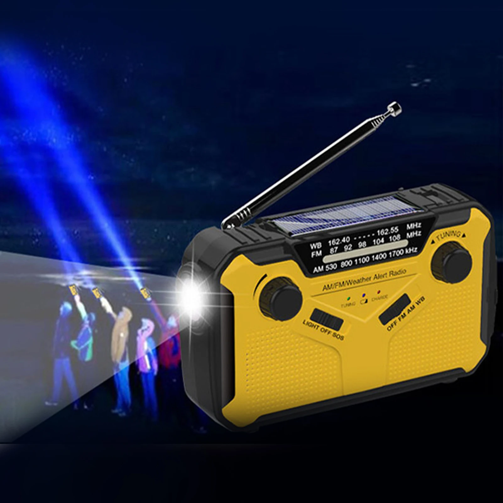 3000mAh Emergency Radio Solar Hand Crank Emergency Radio For Outdoor Survival Climbing Hiking USB Charging Power Bank With