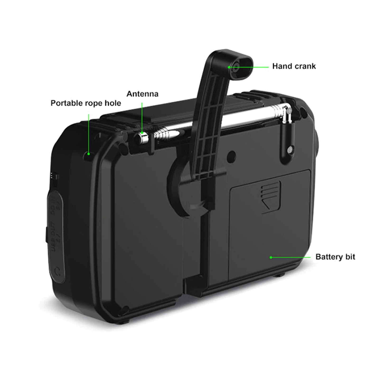 3000mAh Emergency Radio Solar Hand Crank Emergency Radio For Outdoor Survival Climbing Hiking USB Charging Power Bank With