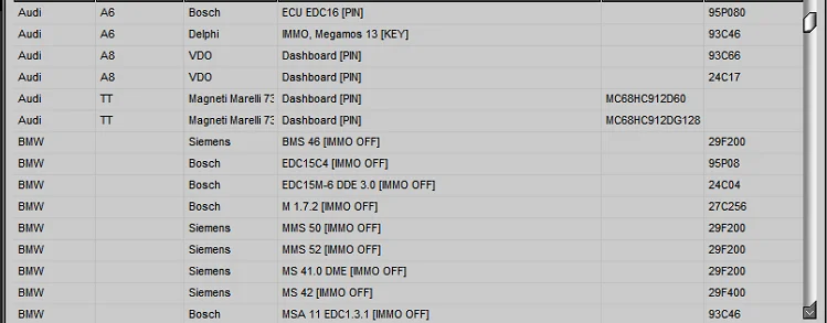 IMMO Service Tool V1.2 Cars immobilizers IMMO OFF Dump to Pin Software has a built-in database with information and photos