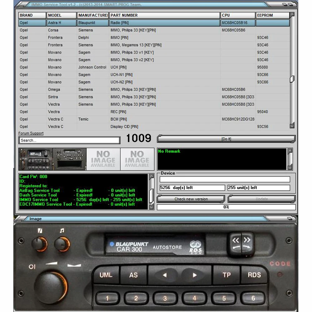 IMMO Service Tool V1.2 Cars immobilizers IMMO OFF Dump to Pin Software has a built-in database with information and photos