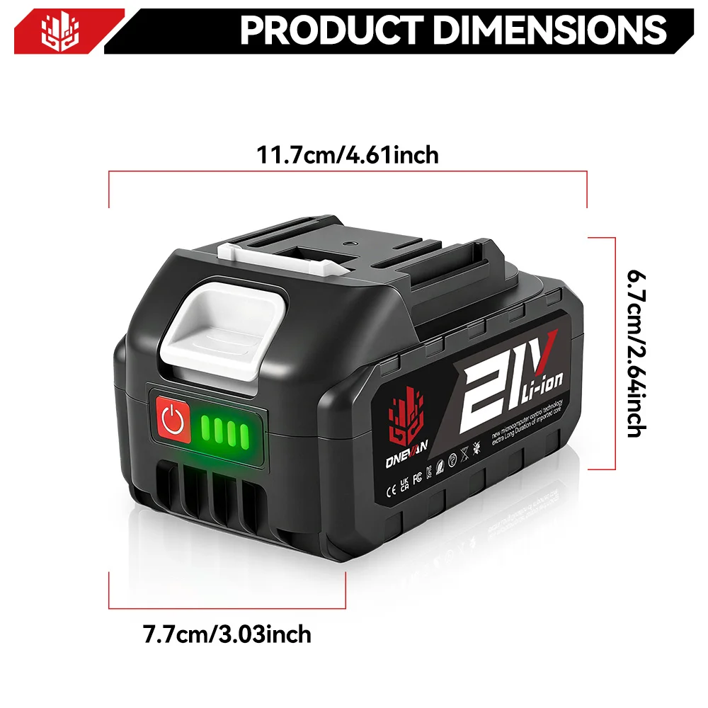 21V Rechargeable 21V Lithium Ion Battery 15000mah Li-lon Battery With Battery Indicator For 21V BL1850 BL1840 Power Tools
