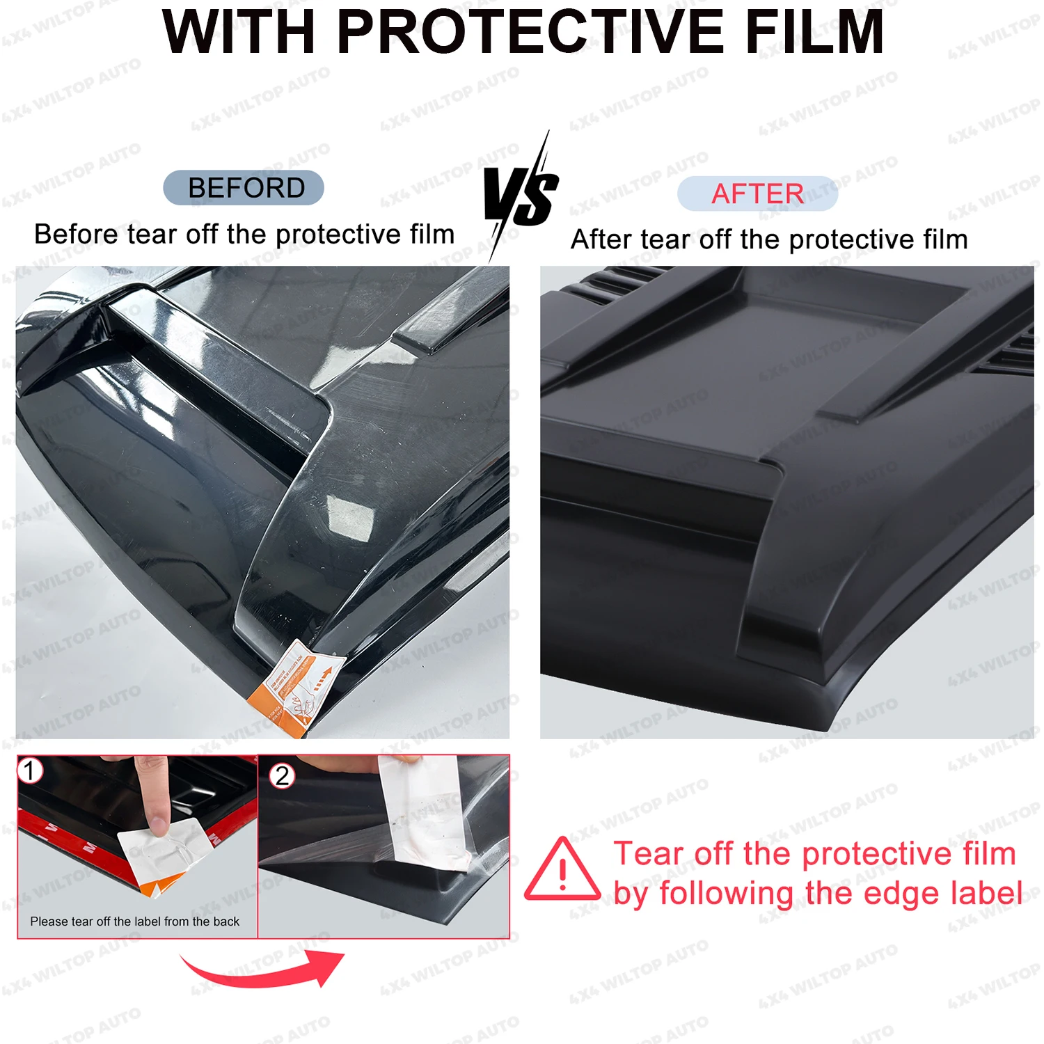 For Nissan Navara NP300 2015-2020 Frontier D23 Front Bonnet Scoop Hood Cover Matte Black Bonnet Guard Protector Car Accessories