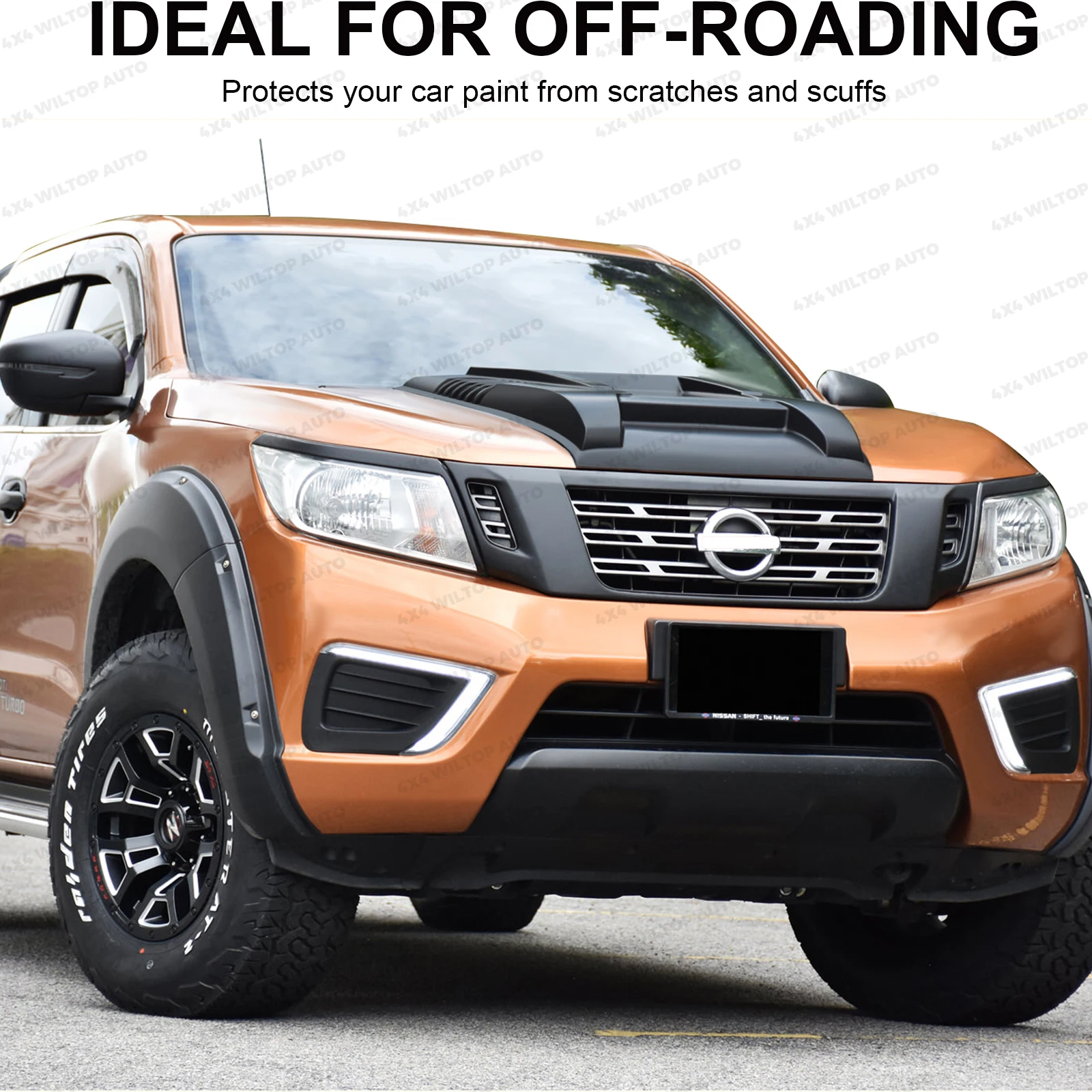 For Nissan Navara NP300 2015-2020 Frontier D23 Front Bonnet Scoop Hood Cover Matte Black Bonnet Guard Protector Car Accessories