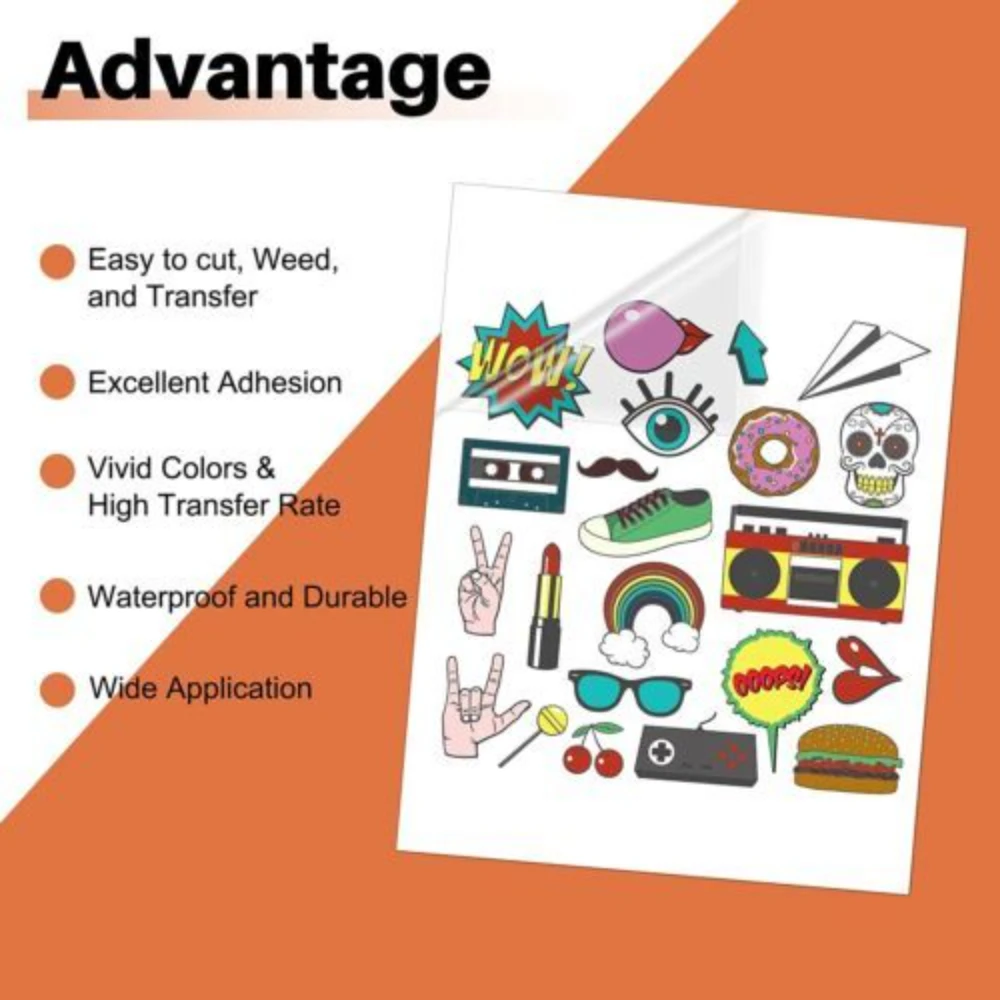 HTVRONT 20 Pcs White/Transparent Glossy Sublimation Adhesive Vinyl Sticker Sheets Sublimation Paper Waterproof for Cups Glass
